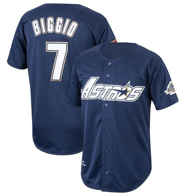 Houston Astros #7 Craig Biggio Navy 1994 Stitched Baseball Jersey - Main View
