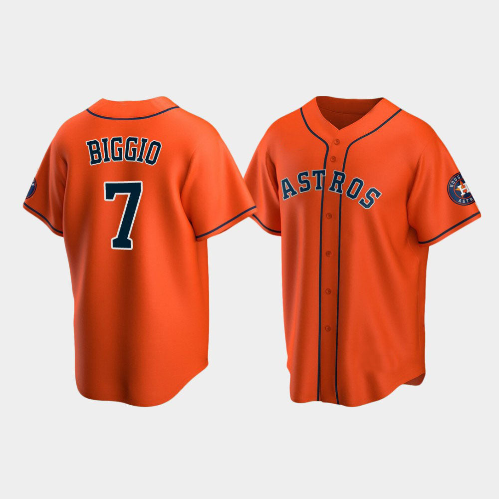 Baseball Houston Astros #7 Craig Biggio Orange Stitched Jersey - Main View