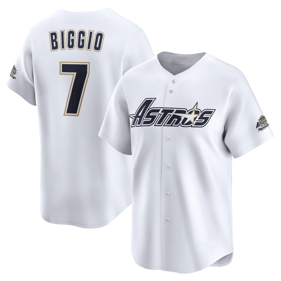 Houston Astros #7 Craig Biggio Throwback Cooperstown Collection Limited Jersey - White Stitched Baseball Jersey - Main View