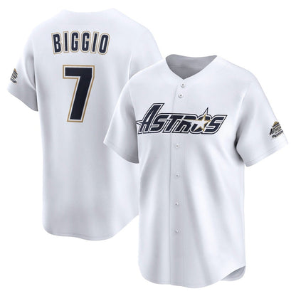 Houston Astros #7 Craig Biggio Throwback Cooperstown Collection Limited Jersey - White Stitched Baseball Jersey - Main View