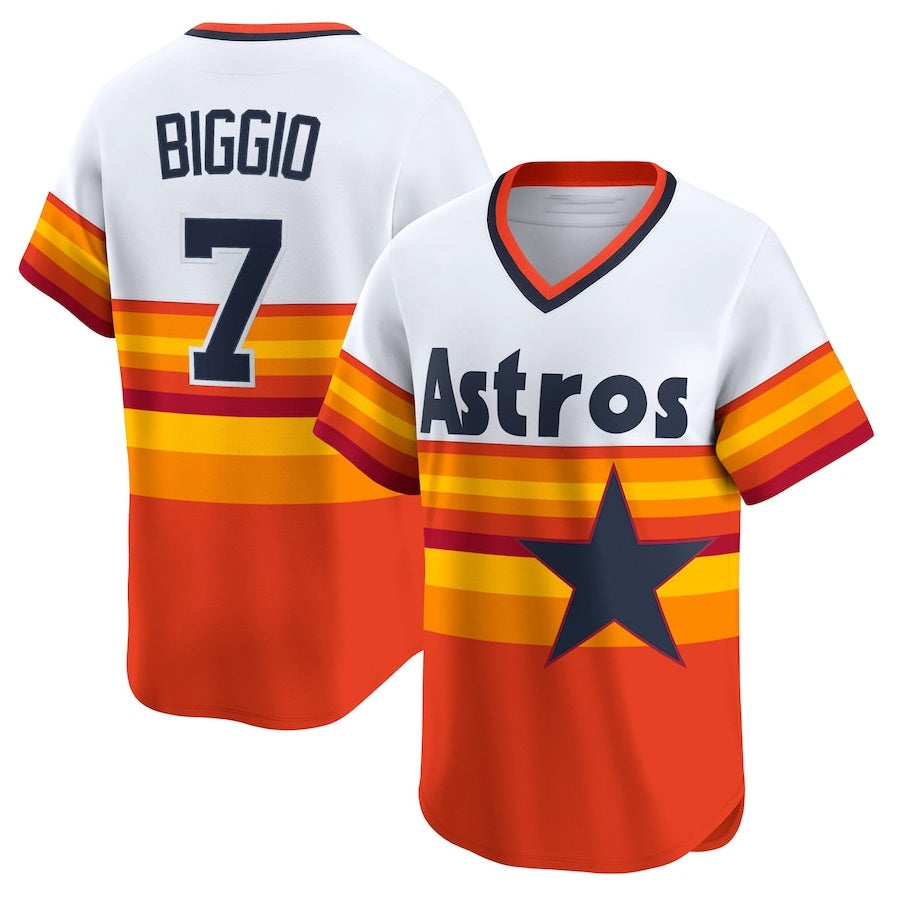 Houston Astros #7 Craig Biggio Throwback Cooperstown Collection Limited Player Jersey - White Stitched Baseball Jersey - Main View