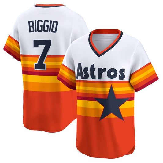 Houston Astros #7 Craig Biggio Throwback Cooperstown Collection Limited Player Jersey - White Stitched Baseball Jersey - Main View