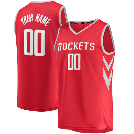 Custom H.Rockets Fanatics Branded Fast Break Replica Jersey Red Icon Edition Stitched Basketball Jersey - Main View