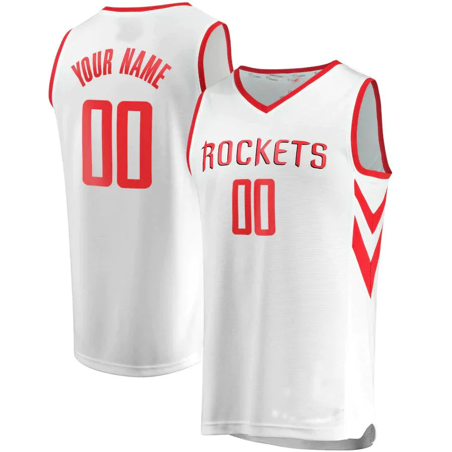 Custom H.Rockets Fanatics Branded Fast Break Replica Jersey White  Association Edition Stitched Basketball Jersey - Main View