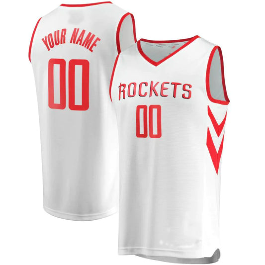 Custom H.Rockets Fanatics Branded Fast Break Replica Jersey White  Association Edition Stitched Basketball Jersey - Main View