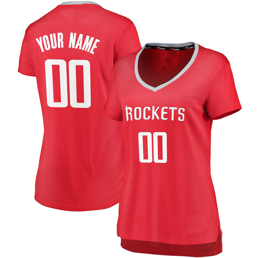 Custom H.Rockets Fanatics Branded Fast Break  Red Icon Edition Stitched Basketball Jersey - Main View