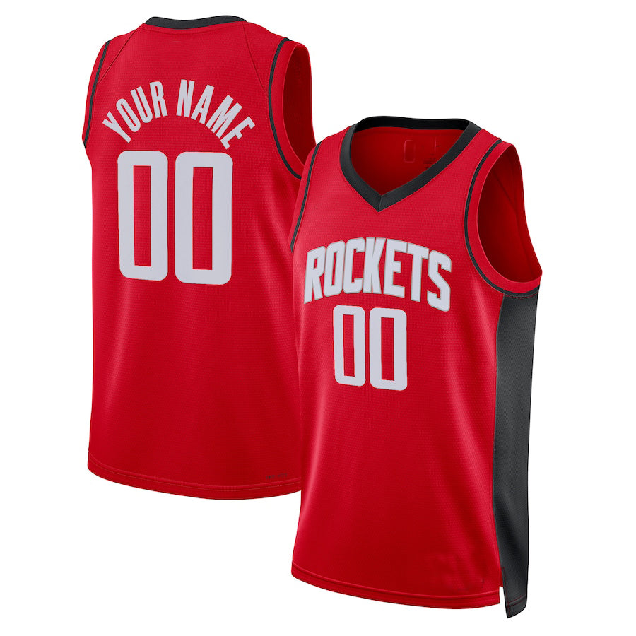 Custom H.Rockets 2021-22 Diamond Swingman Jersey Red Icon Edition Stitched Basketball Jersey - Main View