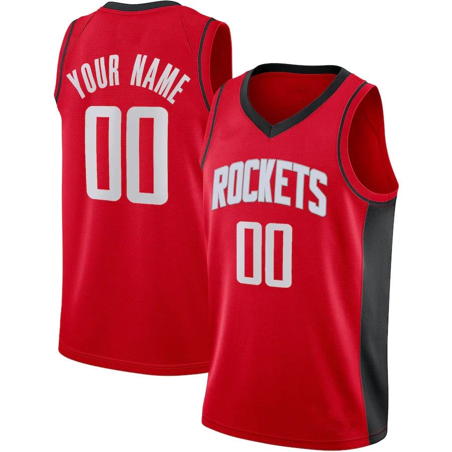 Custom H.Rockets Swingman Jersey Red Icon Edition Stitched Basketball Jersey - Main View