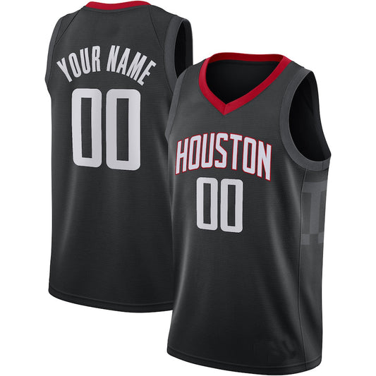 Custom H.Rockets Swingman Jersey Black Statement Edition Stitched Basketball Jersey - Main View
