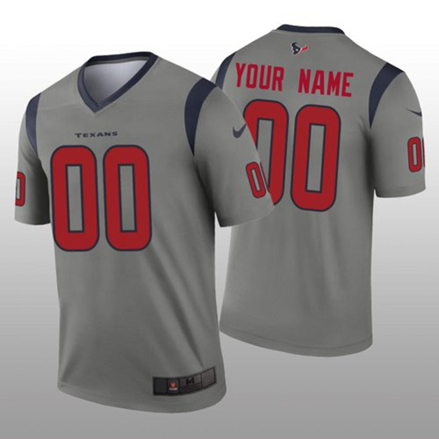 Custom H.Texans Gray Inverted Legend Jersey Stitched American Football Jerseys - Main View