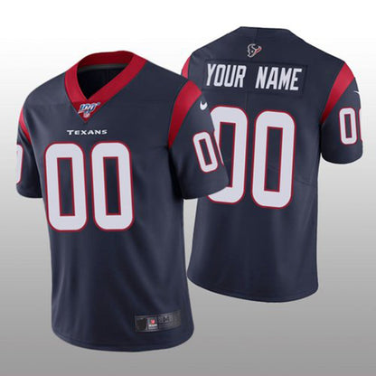 Custom H.Texans Navy Vapor Limited 100th Season Jersey Stitched American Football Jerseys - Main View