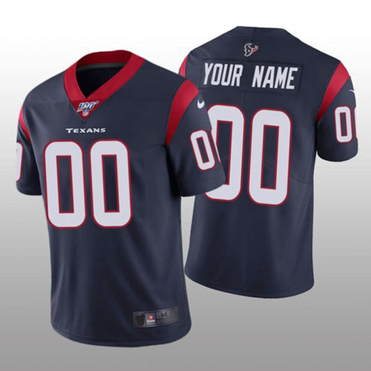 Custom H.Texans Navy Vapor Limited 100th Season Jersey Stitched American Football Jerseys - Main View
