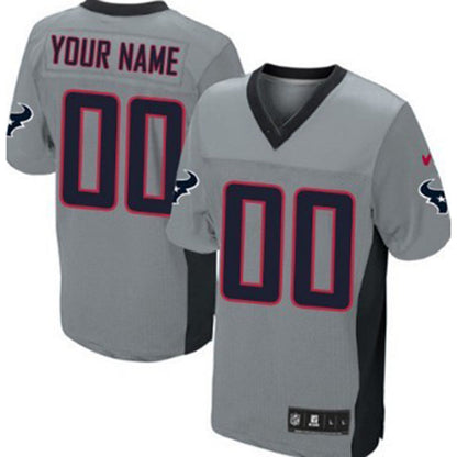 Custom H.Texans Gray Shadow Elite Jersey Stitched American Football Jerseys - Main View