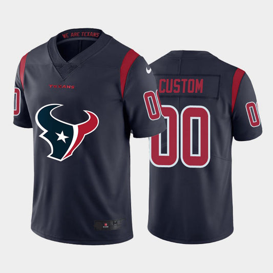 Custom H.Texans Navy Team Big Logo Color Rush Limited Jersey Stitched American Football Jerseys - Main View