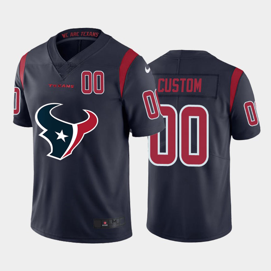 Custom H.Texans Navy Team Big Logo Number Color Rush Limited Jersey Stitched American Football Jerseys - Main View