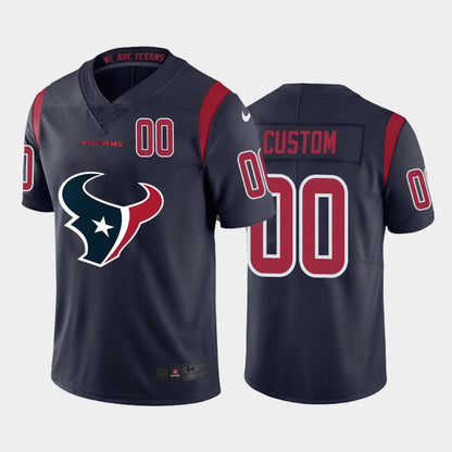 Custom H.Texans Navy Team Big Logo Number Color Rush Limited Jersey Stitched American Football Jerseys - Main View