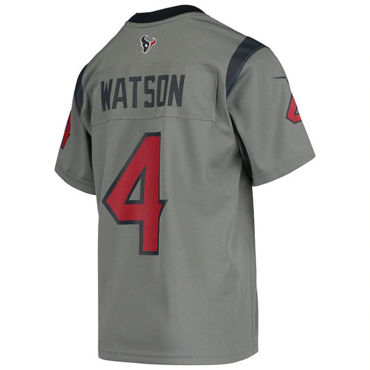 H.Texans #4 Deshaun Watson Gray Inverted Game Jersey Stitched American Football Jerseys - Main View