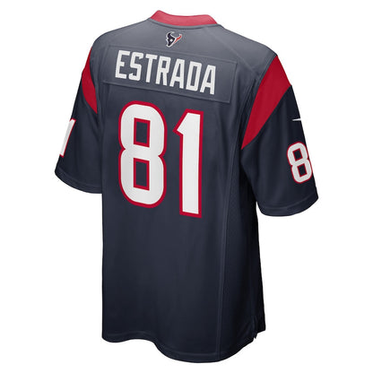 H.Texans #81 Drew Estrada Navy Game Player Jersey Stitched American Football Jerseys - Main View