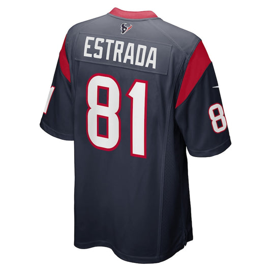 H.Texans #81 Drew Estrada Navy Game Player Jersey Stitched American Football Jerseys - Main View