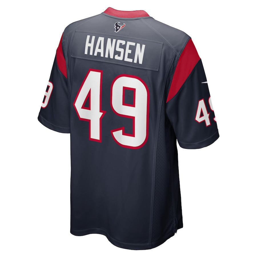 H.Texans #49 Jake Hansen Navy Game Player Jersey Stitched American Football Jerseys - Main View