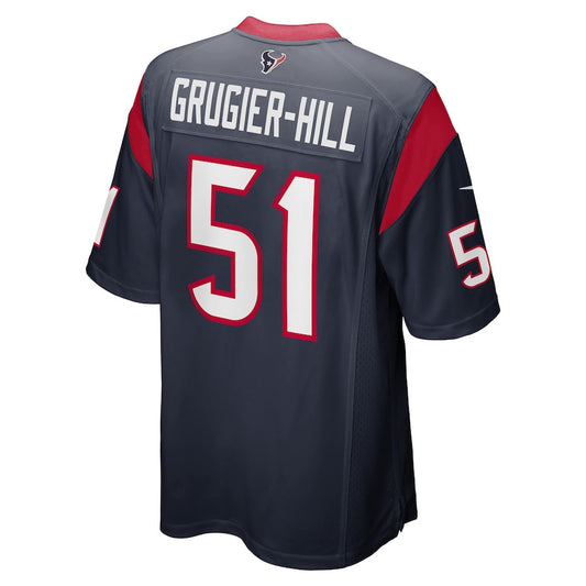 H.Texans #51 Kamu Grugier-Hill Navy Game Player Jersey Stitched American Football Jerseys - Main View