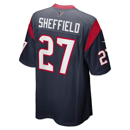 H.Texans #27 Kendall Sheffield Navy Player Game Jersey Stitched American Football Jerseys - Main View