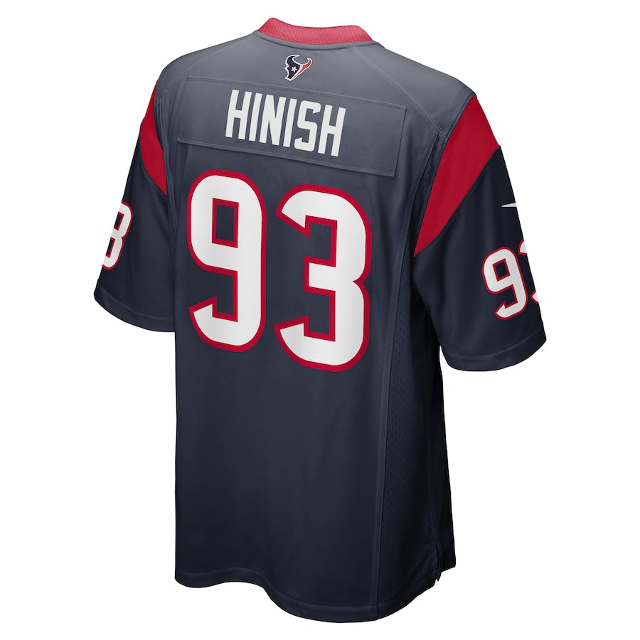 H.Texans #93 Kurt Hinish Navy Game Player Jersey Stitched American Football Jerseys - Main View