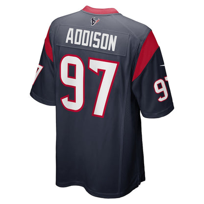 H.Texans #97 Mario Addison Navy Player Game Jersey Stitched American Football Jerseys - Main View