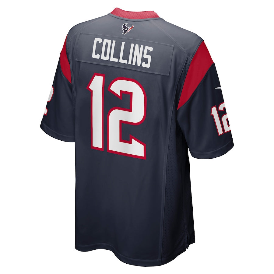 H.Texans #12 Nico Collins Navy Game Jersey Stitched American Football Jerseys - Main View