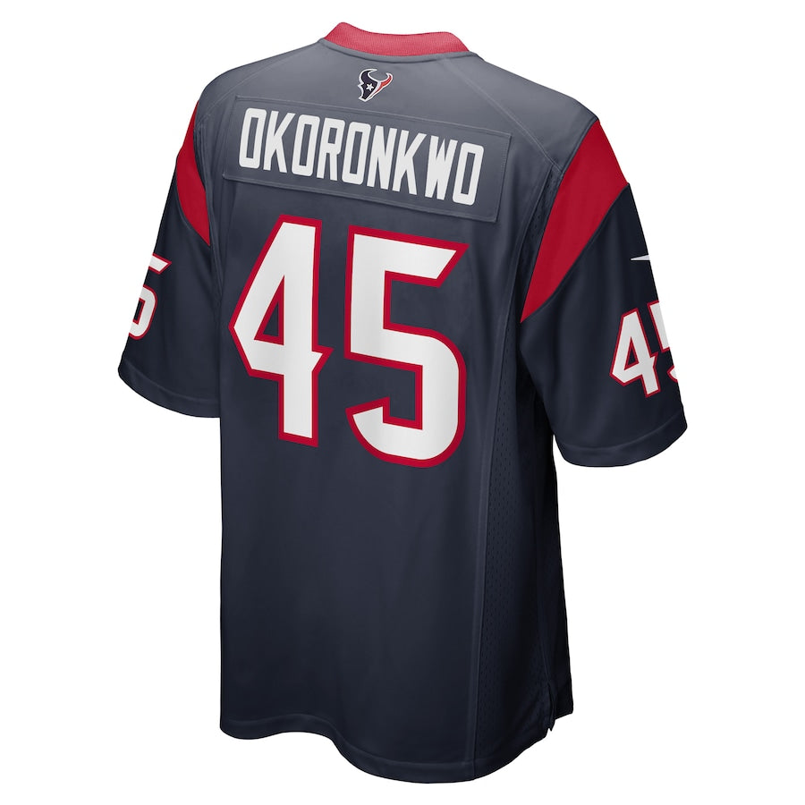 H.Texans #45 Ogbonnia Okoronkwo Navy Game Player Jersey Stitched American Football Jerseys - Main View