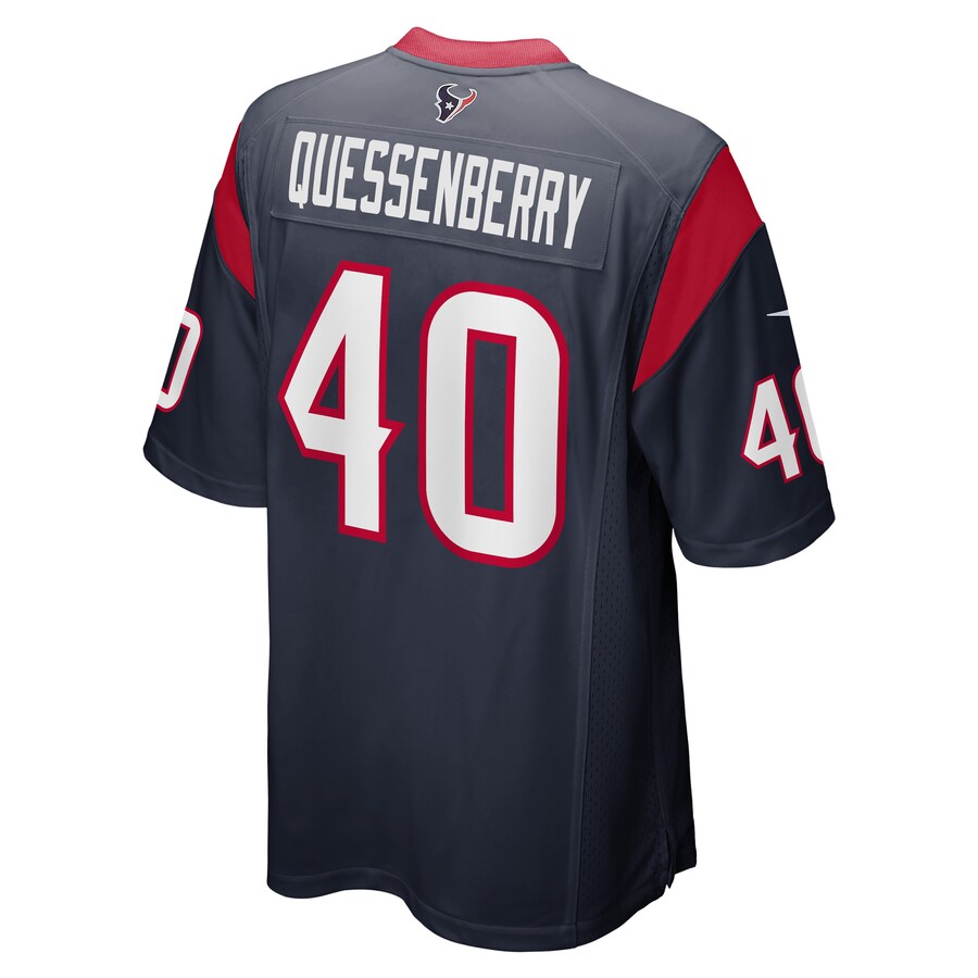 H.Texans #40 Paul Quessenberry Navy Game Player Jersey Stitched American Football Jerseys - Main View