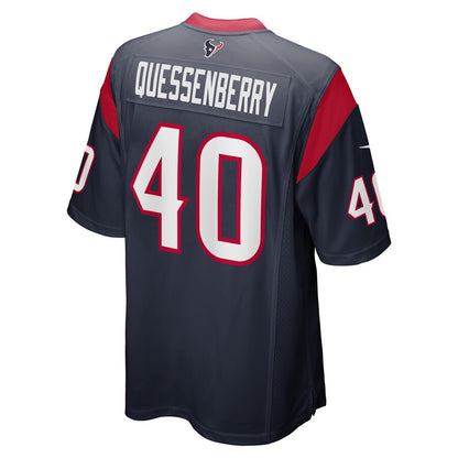 H.Texans #40 Paul Quessenberry Navy Game Player Jersey Stitched American Football Jerseys - Main View