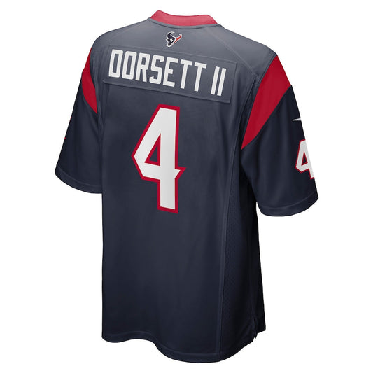 H.Texans #4 Phillip Dorsett II Navy Game Jersey Stitched American Football Jerseys - Main View