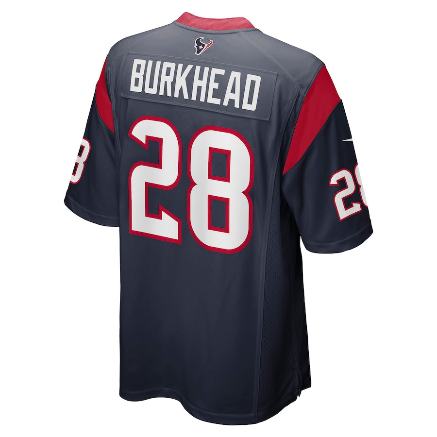 H.Texans #28 Rex Burkhead Navy Game Player Jersey Stitched American Football Jerseys - Main View