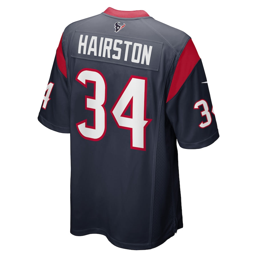 H.Texans #34 Troy Hairston Navy Game Player Jersey Stitched American Football Jerseys - Main View