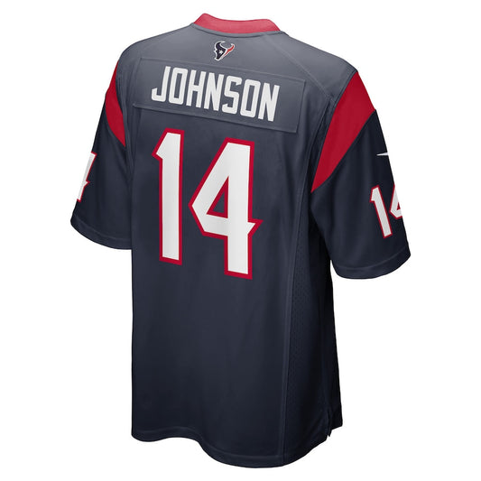 H.Texans #14 Tyler Johnson Navy Game Player Jersey Stitched American Football Jerseys - Main View