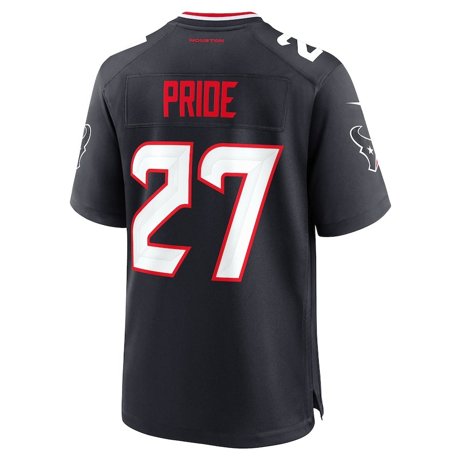 H.Texans #27 Troy Pride Team Game Jersey - Navy American Football Jerseys - Main View