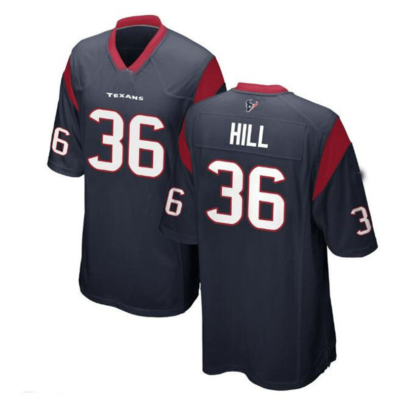 H.Texans #36 Brandon Hill Game Jersey - Navy Stitched American Football Jerseys - Main View