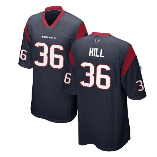 H.Texans #36 Brandon Hill Game Jersey - Navy Stitched American Football Jerseys - Main View