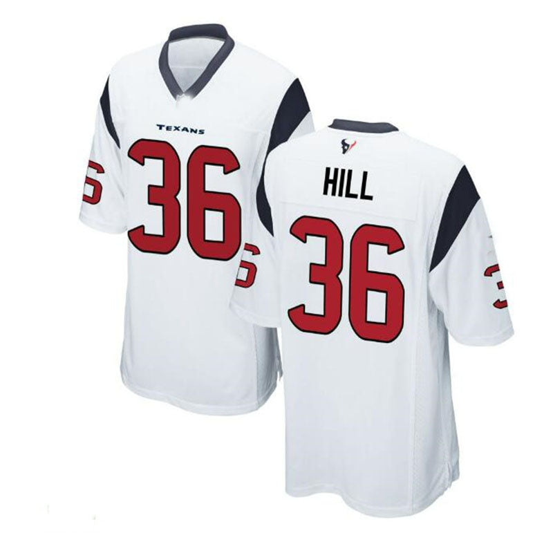 H.Texans #36 Brandon Hill Game Jersey - White Stitched American Football Jerseys - Main View