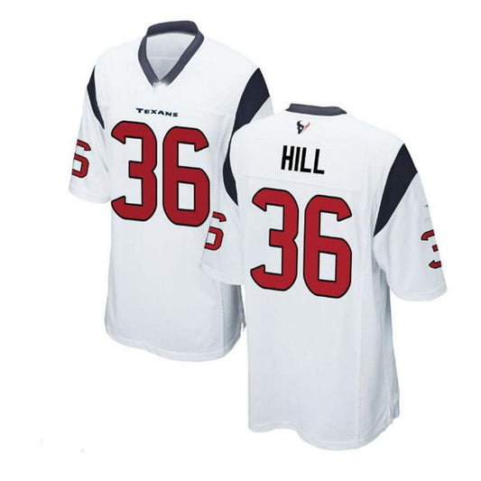 H.Texans #36 Brandon Hill Game Jersey - White Stitched American Football Jerseys - Main View