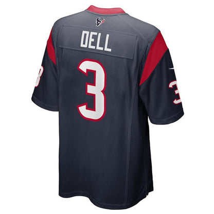 H.Texans #3 Tank Dell Navy Game Jersey Stitched American Football Jerseys - Main View