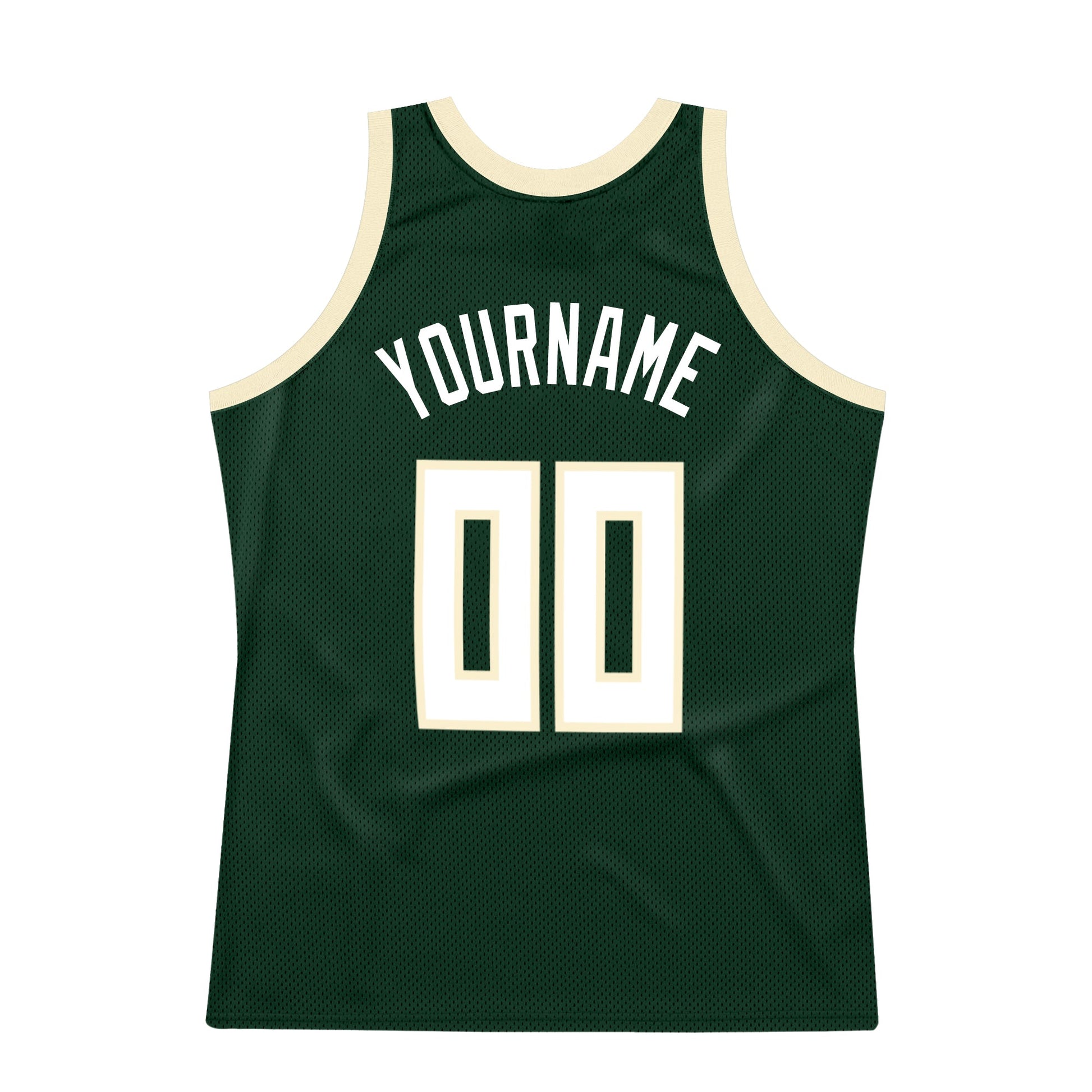 Custom Hunter Green White-Cream Authentic Throwback Basketball Jersey view 7