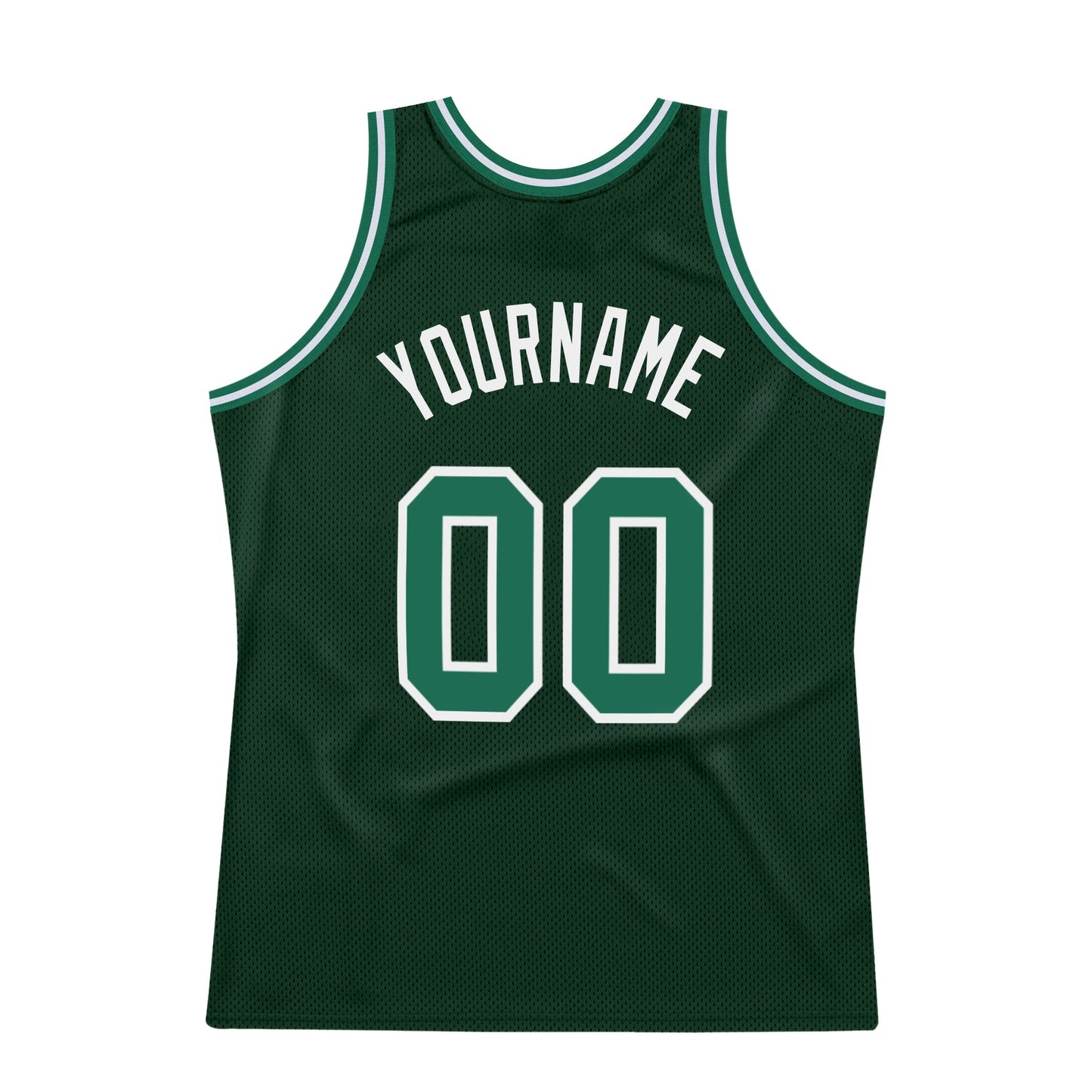 Custom Hunter Green Kelly Green-White Authentic Throwback Basketball Jersey view 6