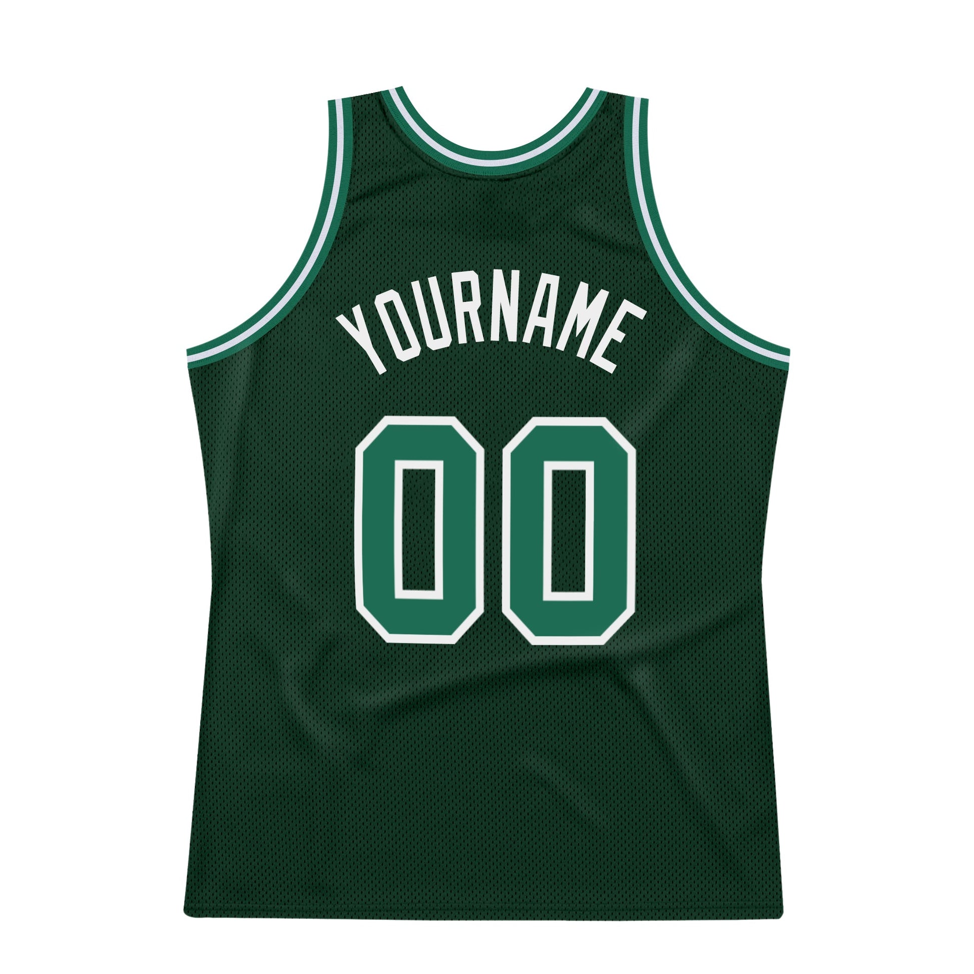 Custom Hunter Green Kelly Green-White Authentic Throwback Basketball Jersey view 6