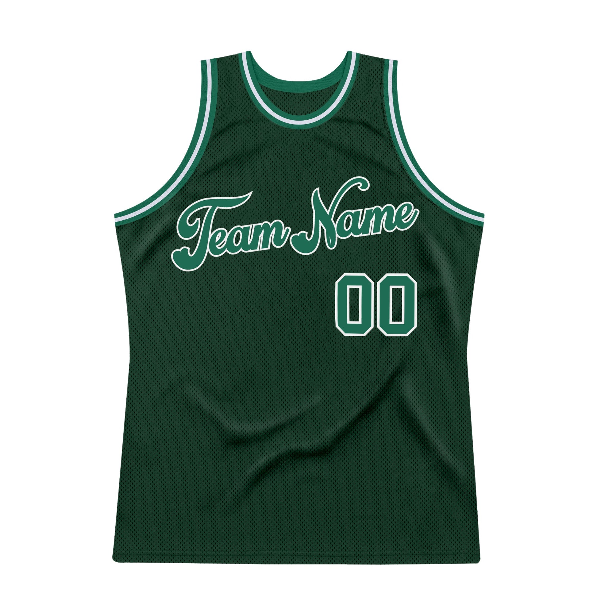 Custom Hunter Green Kelly Green-White Authentic Throwback Basketball Jersey view 7