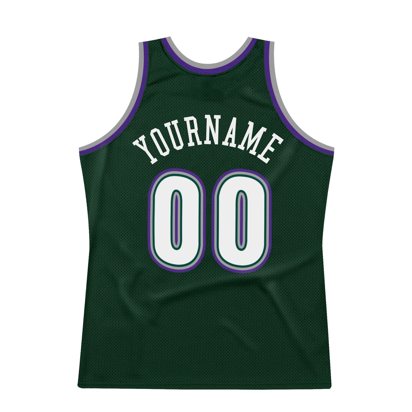 Custom Hunter Green White-Purple Authentic Throwback Basketball Jersey view 6