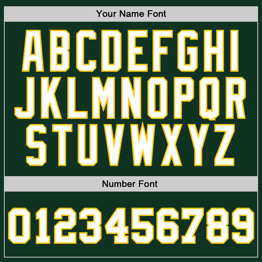 Custom Hunter Green White-Gold Authentic Throwback Basketball Jersey view 3
