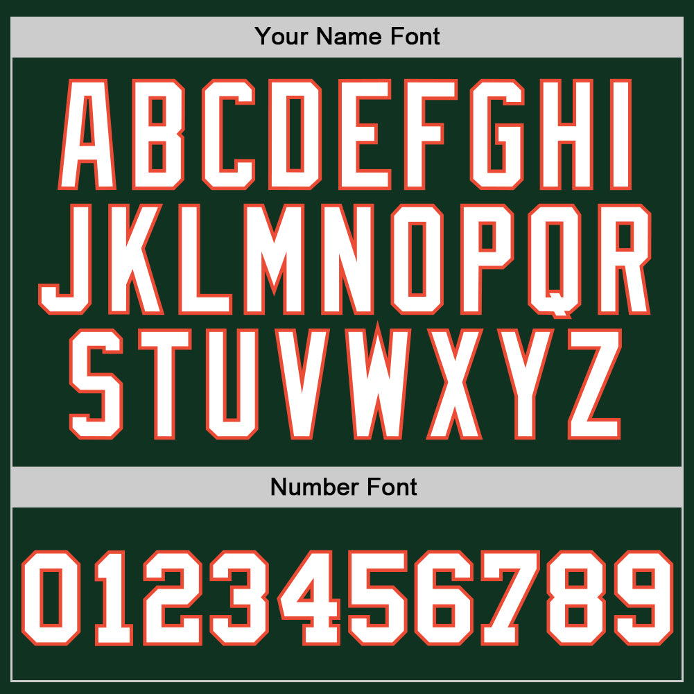 Custom Hunter Green White-Orange Authentic Throwback Basketball Jersey view 3