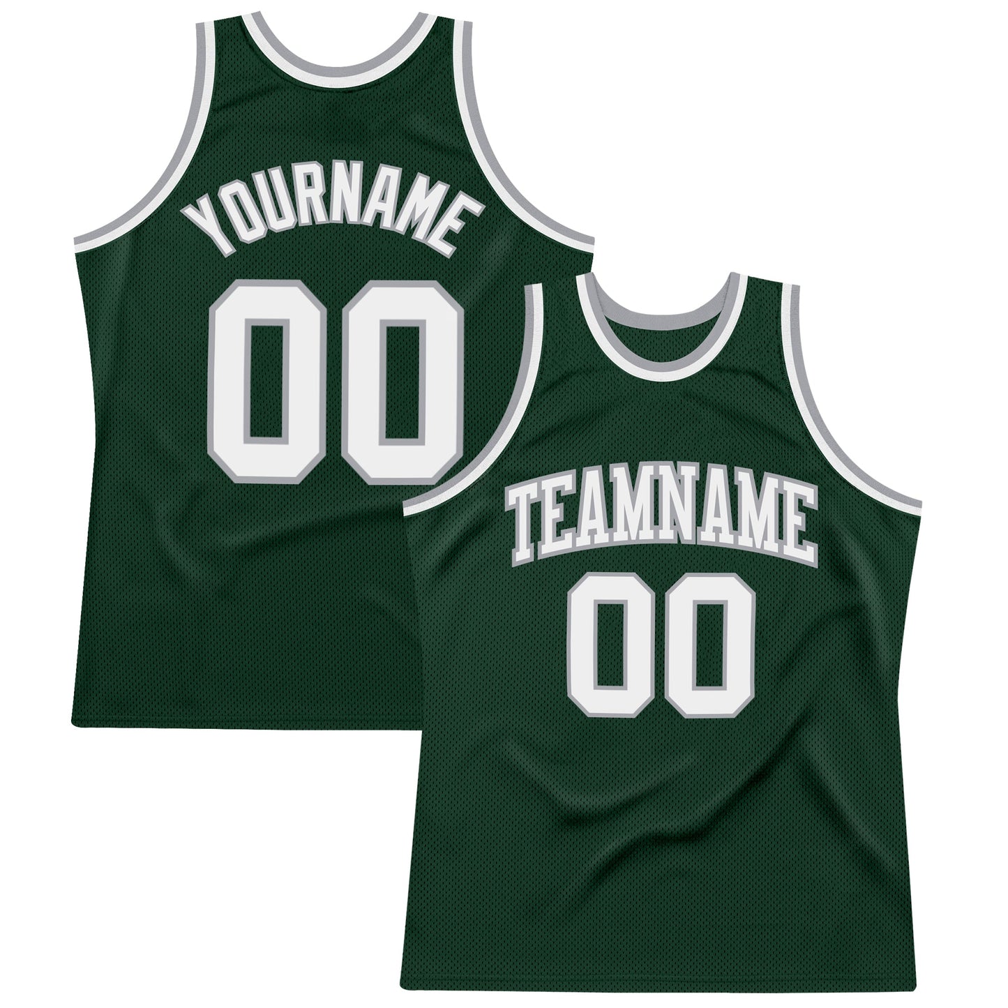 Custom Hunter Green White-Gray Authentic Throwback Basketball Jersey - Main View